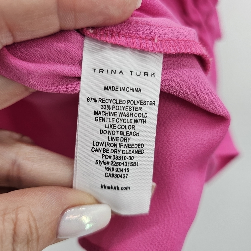 Trina Turk Women's Loose Fit Crepe Off The Shoulder Bublegum Pink Size Small - Picture 5 of 5